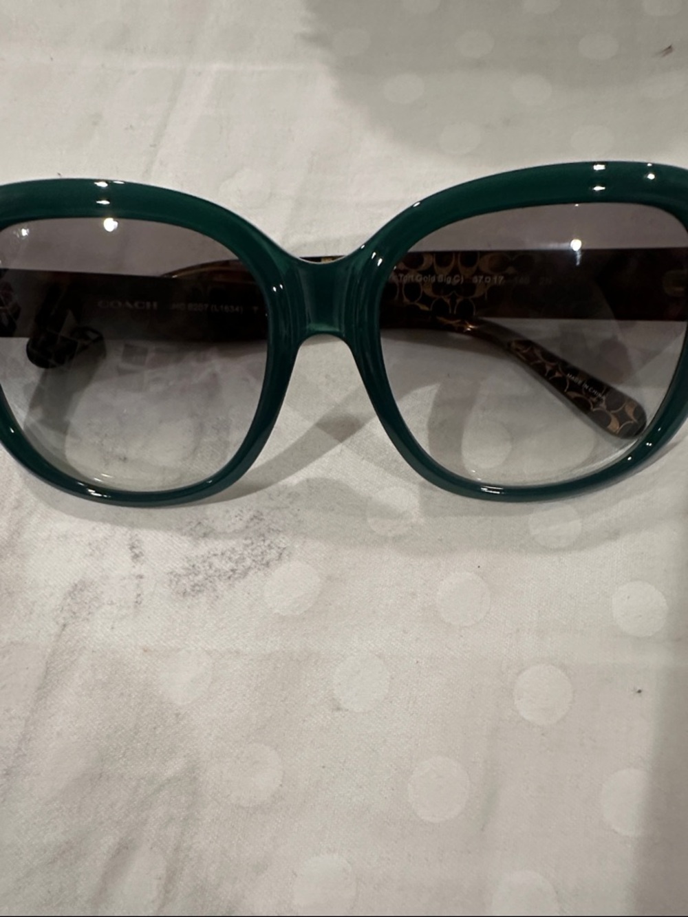 COACH Teal Oversized Round Women's Sunglasses
